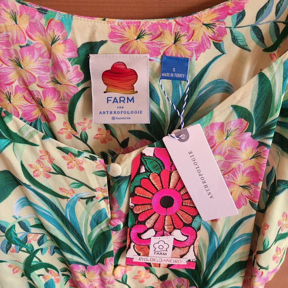 Farm Rio Top Floral Tank NWT Tropical Blouse Beachy Anthropologie S Boho Shirt - Picture 3 of 4